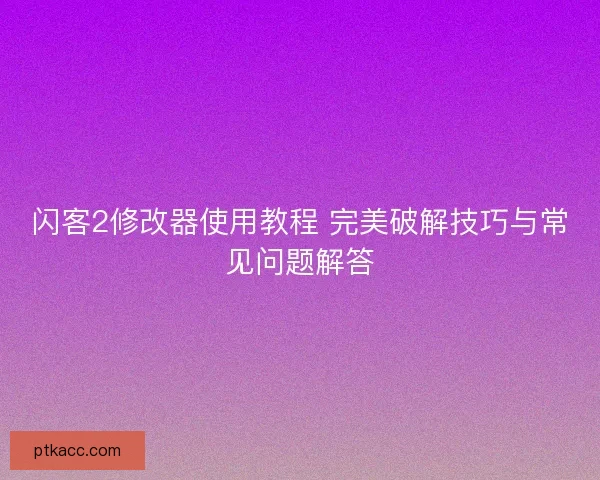 闪客2修改器使用教程 完美破解技巧与常见问题解答